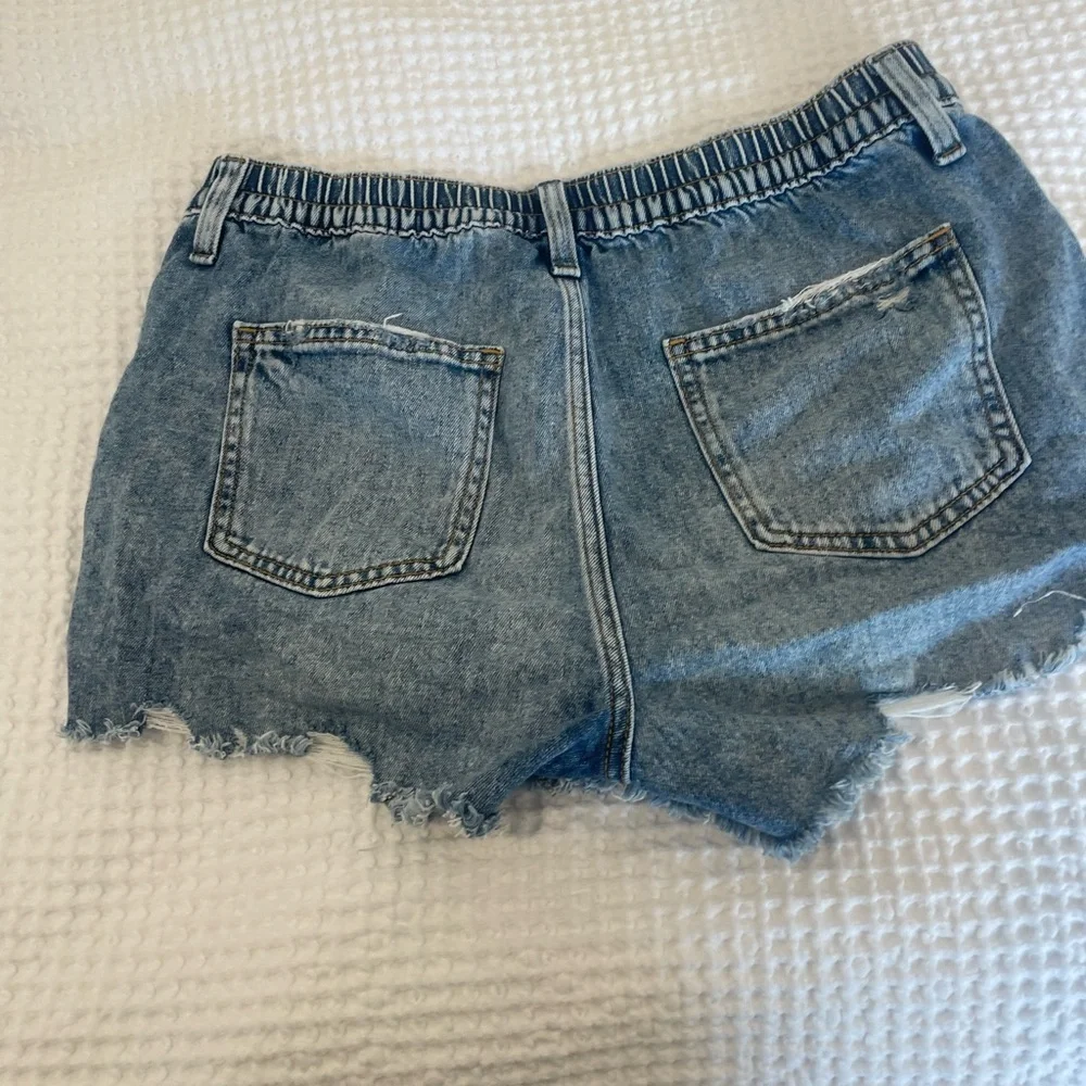 Aerie Blue Jean Shorts Distressed Denim Casual - Picture 3 of 3